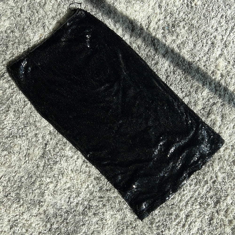 Black Sequin Pencil Skirt